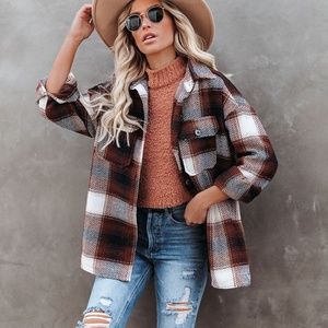 LILES PLAID BUTTON DOWN WOOL BLEND SHACKET
